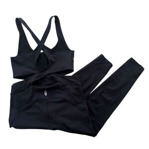 Free People Movement Women’s S Black Back It Up Athletic Crop Jumpsuit 0B1449134